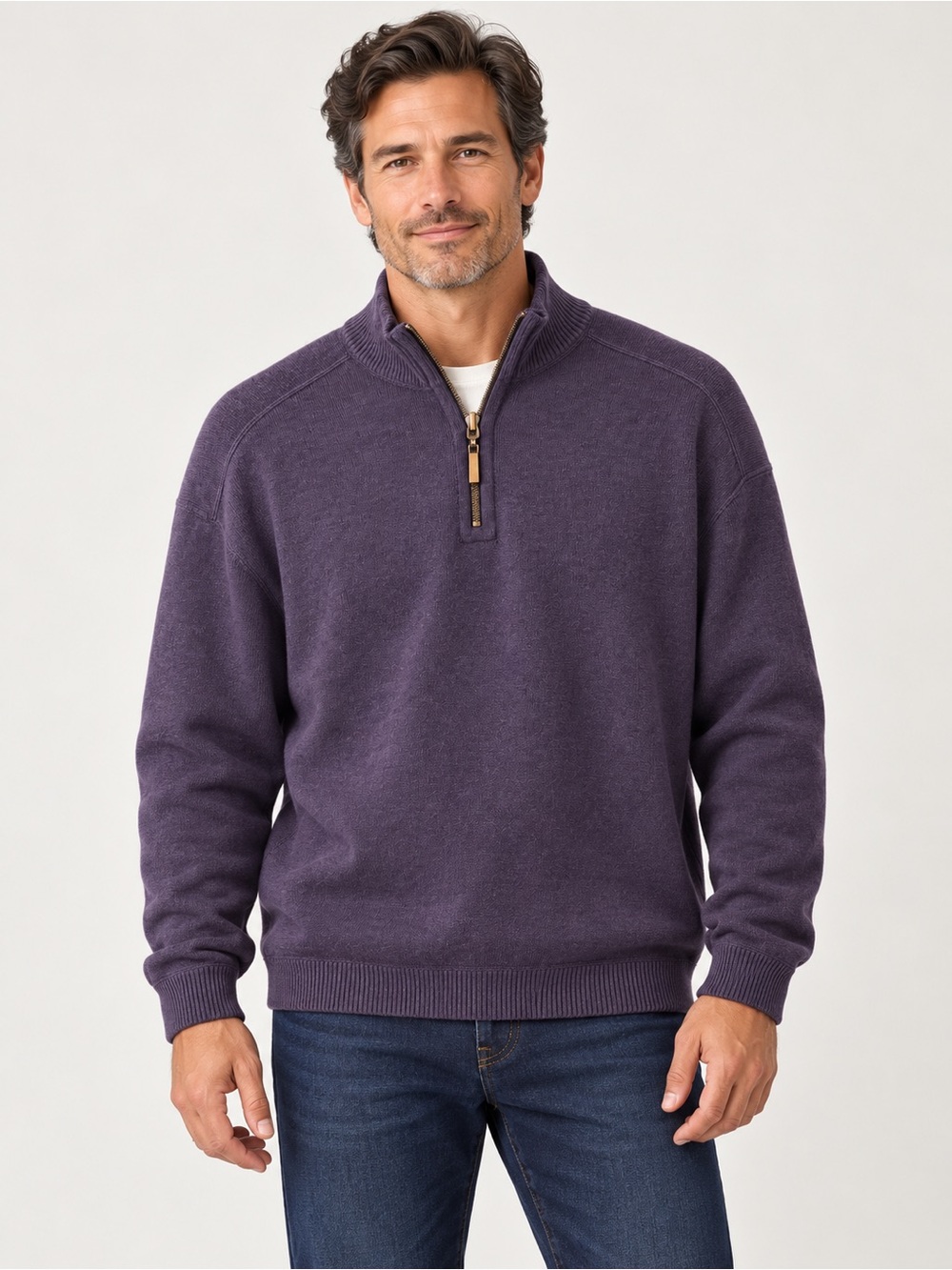 Tommy Bahama Purple Quarter Zip Knit Sweater Men’s Estimated XL